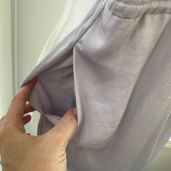 Vince Lilac Purple Satin Medium Sleeveless Dress Pockets Knee Length V-Neck - Picture 9 of 10